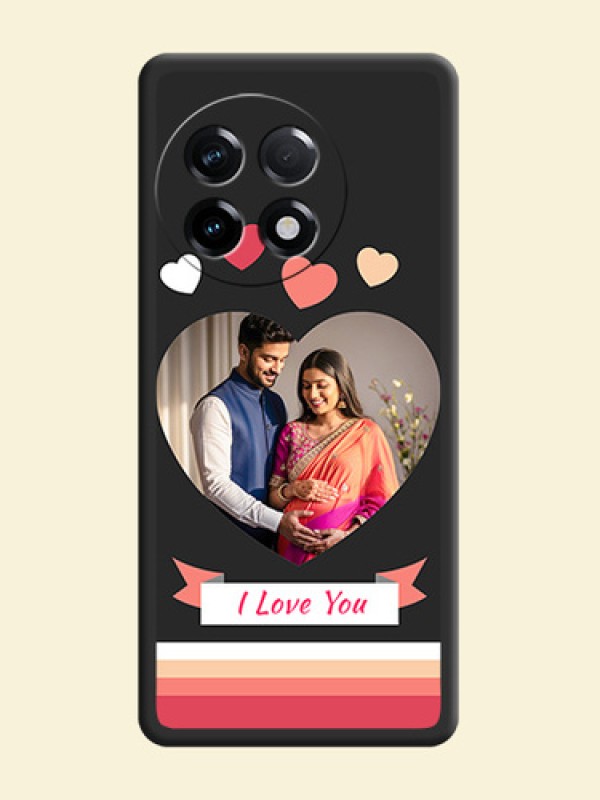 Love Shaped Photo with Colorful Stripes on Personalised Space Black Soft Matte Cases - OnePlus 11R 5G