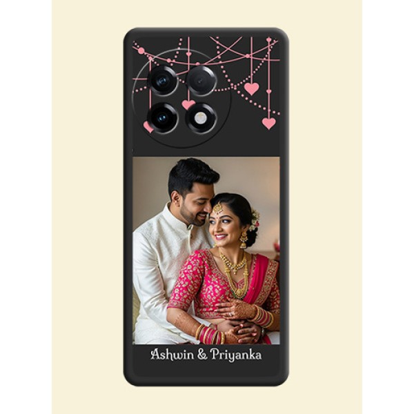Pink Love Hangings with Text on Space Black Custom Soft Matte Back Cover - OnePlus 11R 5G Pink Love Hangings with Text on Space Black Custom Soft Matte Back Cover - OnePlus 11R 5G