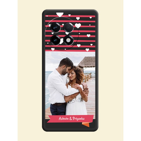 White Color Love Symbols with Pink Lines Pattern on Space Black Custom Soft Matte Phone Cases - OnePlus 11R 5G White Color Love Symbols with Pink Lines Pattern on Space Black Custom Soft Matte Phone Cases - OnePlus 11R 5G
