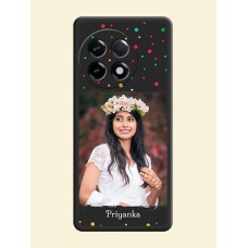 Multicolor Dotted Pattern with Text on Space Black Custom Soft Matte Phone Back Cover - OnePlus 11R 5G