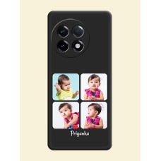 Floral Art with 6 Image Holder on Photo on Space Black Soft Matte Mobile Case - OnePlus 11R 5G