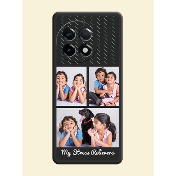 Cross Dotted Pattern with 2 Image Holder on Personalised Space Black Soft Matte Cases - OnePlus 11R 5G Cross Dotted Pattern with 2 Image Holder on Personalised Space Black Soft Matte Cases - OnePlus 11R 5G