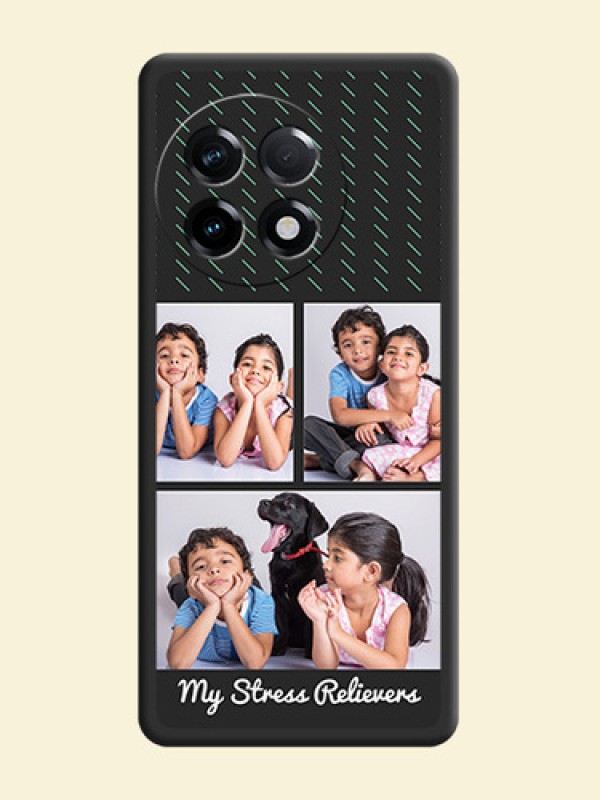 Cross Dotted Pattern with 2 Image Holder  on Personalised Space Black Soft Matte Cases - OnePlus 11R 5G