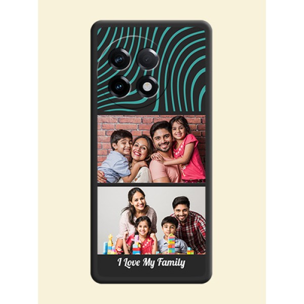 Wave Pattern with 2 Image Holder on Space Black Personalized Soft Matte Phone Covers - OnePlus 11R 5G Wave Pattern with 2 Image Holder on Space Black Personalized Soft Matte Phone Covers - OnePlus 11R 5G