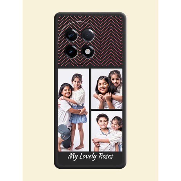 Wave Pattern with 3 Image Holder on Space Black Custom Soft Matte Back Cover - OnePlus 11R 5G Wave Pattern with 3 Image Holder on Space Black Custom Soft Matte Back Cover - OnePlus 11R 5G
