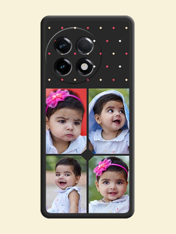 Multicolor Dotted Pattern with 4 Image Holder on Space Black Custom Soft Matte Phone Cases - OnePlus 11R 5G