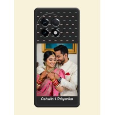 Line Pattern Design with Text on Space Black Custom Soft Matte Phone Back Cover - OnePlus 11R 5G