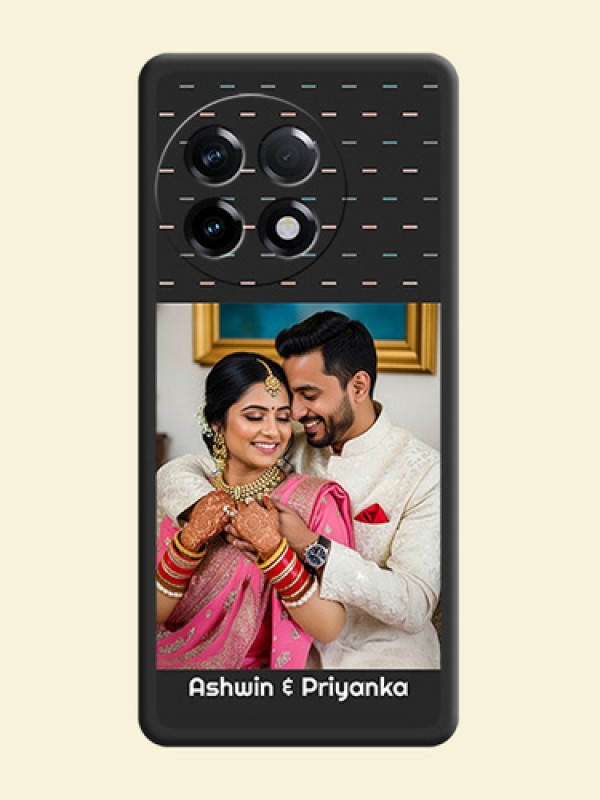 Line Pattern Design with Text on Space Black Custom Soft Matte Phone Back Cover - OnePlus 11R 5G