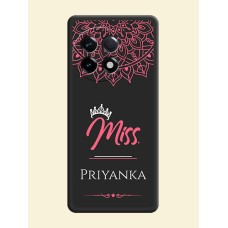 Mrs Name with Floral Design on Space Black Personalized Soft Matte Phone Covers - OnePlus 11R 5G