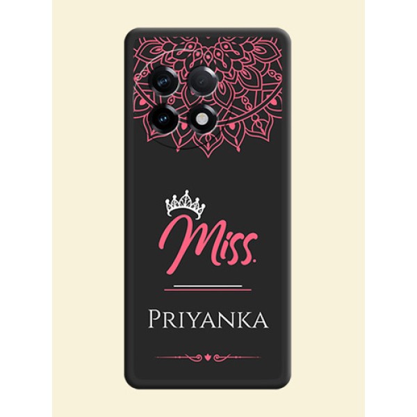 Mrs Name with Floral Design on Space Black Personalized Soft Matte Phone Covers - OnePlus 11R 5G Mrs Name with Floral Design on Space Black Personalized Soft Matte Phone Covers - OnePlus 11R 5G