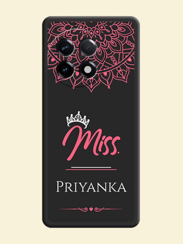 Mrs Name with Floral Design on Space Black Personalized Soft Matte Phone Covers - OnePlus 11R 5G