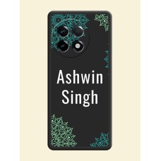 Your Name with Floral Design on Space Black Custom Soft Matte Back Cover - OnePlus 11R 5G