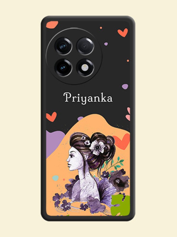 Namecase For Her With Fancy Lady Image On Space Black Personalized Soft Matte Phone Covers -Oneplus 11R 5G