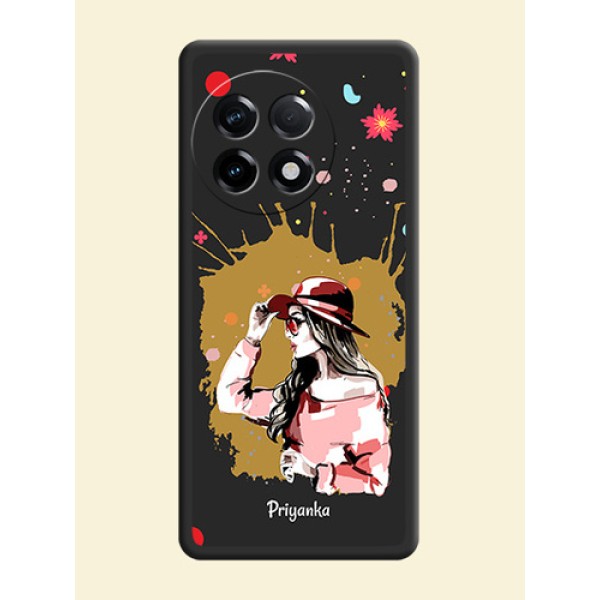 Mordern Lady With Color Splash Background With Custom Text On Space Black Personalized Soft Matte Phone Covers -Oneplus 11R 5G