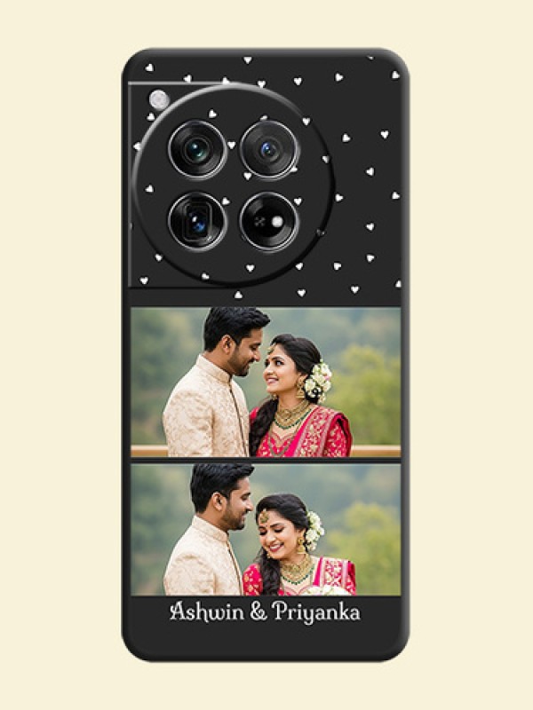 Miniature Love Symbols with Name On Space Black Custom Soft Matte Mobile Back Cover - OnePlus 12 5G