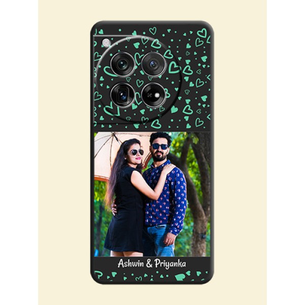 Sea Green Indefinite Love Pattern on Photo On Space Black Custom Soft Matte Mobile Back Cover - OnePlus 12 5G