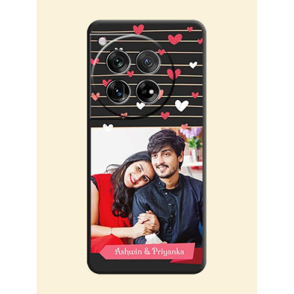 Love Pattern with Name on Pink Ribbon  on Photo On Space Black Custom Soft Matte Mobile Back Cover - OnePlus 12 5G