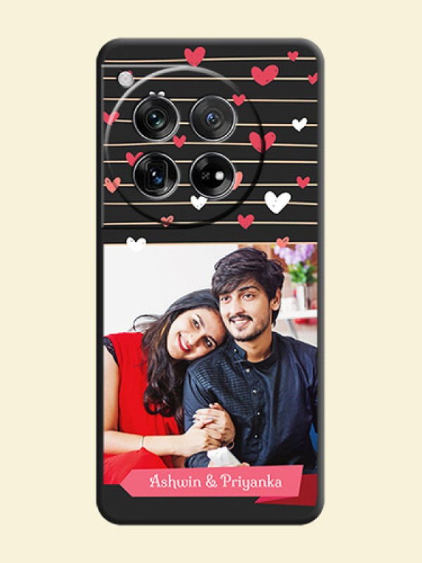 Love Pattern with Name on Pink Ribbon  on Photo On Space Black Custom Soft Matte Mobile Back Cover - OnePlus 12 5G