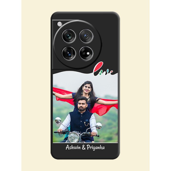 Fall in Love Pattern with Picture on Photo On Space Black Custom Soft Matte Mobile Back Cover - OnePlus 12 5G Fall in Love Pattern with Picture on Photo On Space Black Custom Soft Matte Mobile Back Cover - OnePlus 12 5G