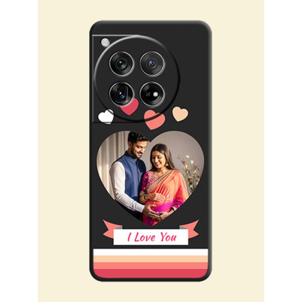 Love Shaped Photo with Colorful Stripes On Space Black Custom Soft Matte Mobile Back Cover - OnePlus 12 5G Love Shaped Photo with Colorful Stripes On Space Black Custom Soft Matte Mobile Back Cover - OnePlus 12 5G