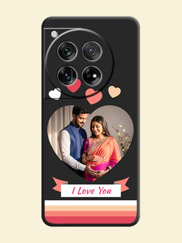 Love Shaped Photo with Colorful Stripes On Space Black Custom Soft Matte Mobile Back Cover - OnePlus 12 5G