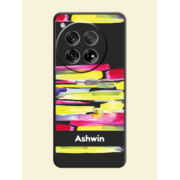Brush Coloured On Space Black Custom Soft Matte Mobile Back Cover - OnePlus 12 5G Brush Coloured On Space Black Custom Soft Matte Mobile Back Cover - OnePlus 12 5G