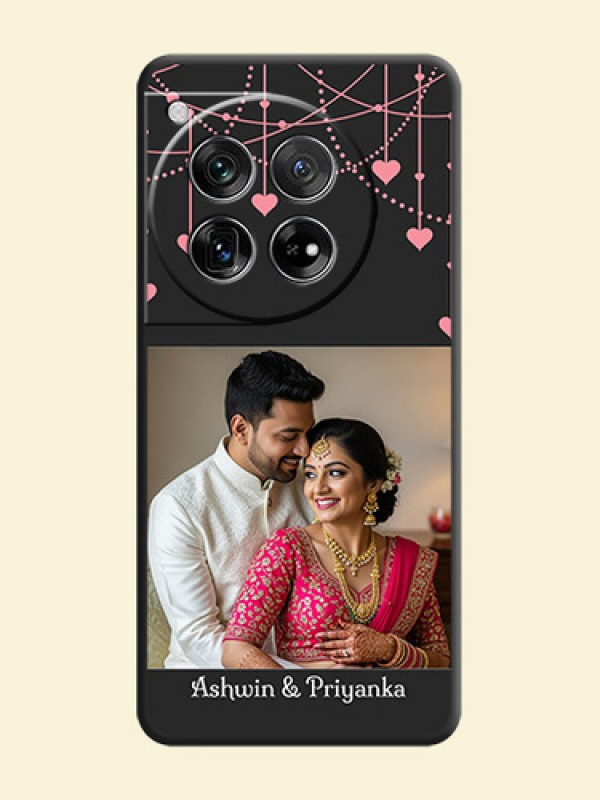 Pink Love Hangings with Text On Space Black Custom Soft Matte Mobile Back Cover - OnePlus 12 5G