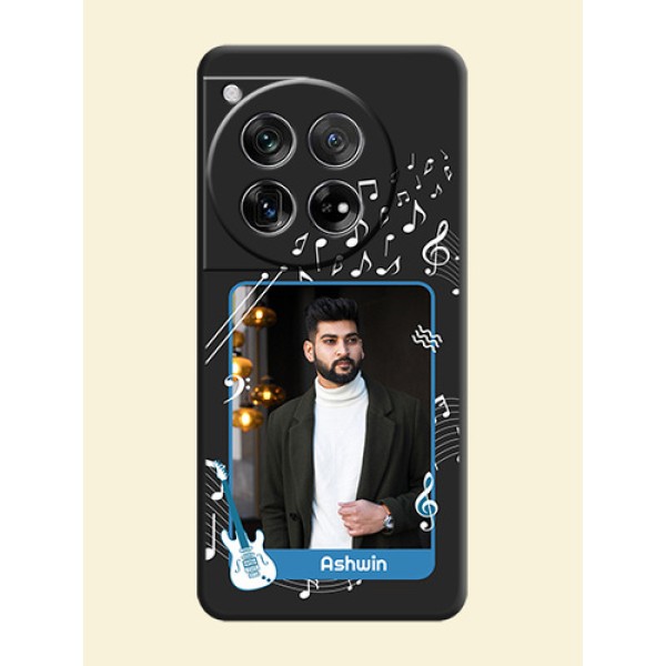 Musical Theme Design with Text on Photo On Space Black Custom Soft Matte Mobile Back Cover - OnePlus 12 5G Musical Theme Design with Text on Photo On Space Black Custom Soft Matte Mobile Back Cover - OnePlus 12 5G