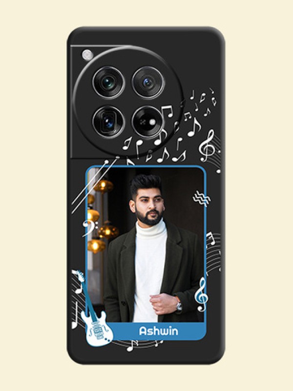 Musical Theme Design with Text on Photo On Space Black Custom Soft Matte Mobile Back Cover - OnePlus 12 5G
