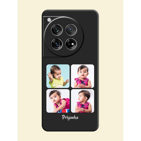 Floral Art with 6 Image Holder on Photo On Space Black Custom Soft Matte Mobile Back Cover - OnePlus 12 5G Floral Art with 6 Image Holder on Photo On Space Black Custom Soft Matte Mobile Back Cover - OnePlus 12 5G