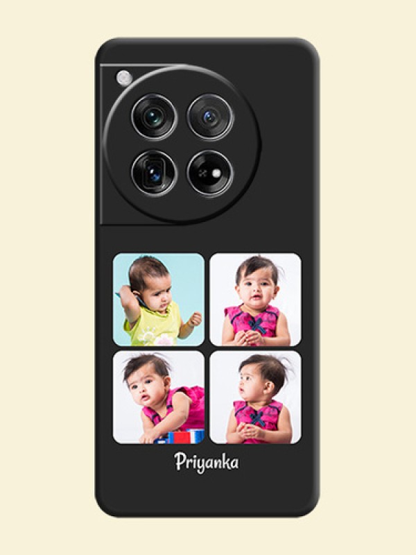 Floral Art with 6 Image Holder on Photo On Space Black Custom Soft Matte Mobile Back Cover - OnePlus 12 5G