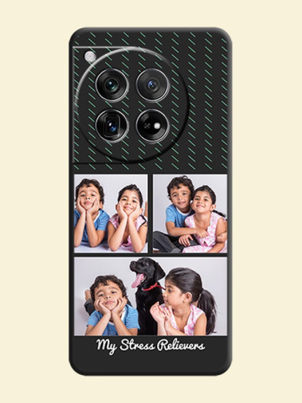 Cross Dotted Pattern with 2 Image Holder On Space Black Custom Soft Matte Mobile Back Cover - OnePlus 12 5G