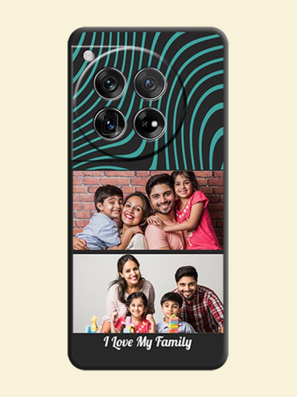 Wave Pattern with 2 Image Holder On Space Black Custom Soft Matte Mobile Back Cover - OnePlus 12 5G