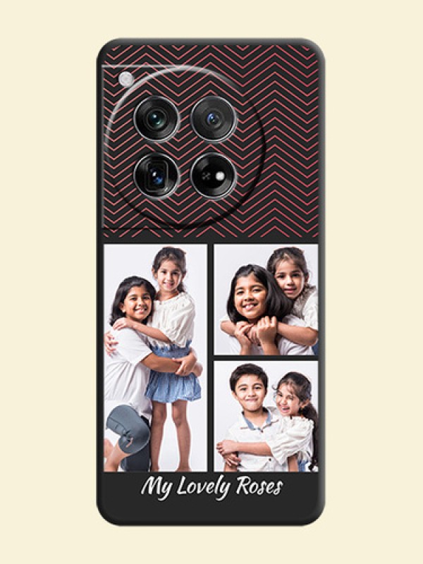 Wave Pattern with 3 Image Holder On Space Black Custom Soft Matte Mobile Back Cover - OnePlus 12 5G