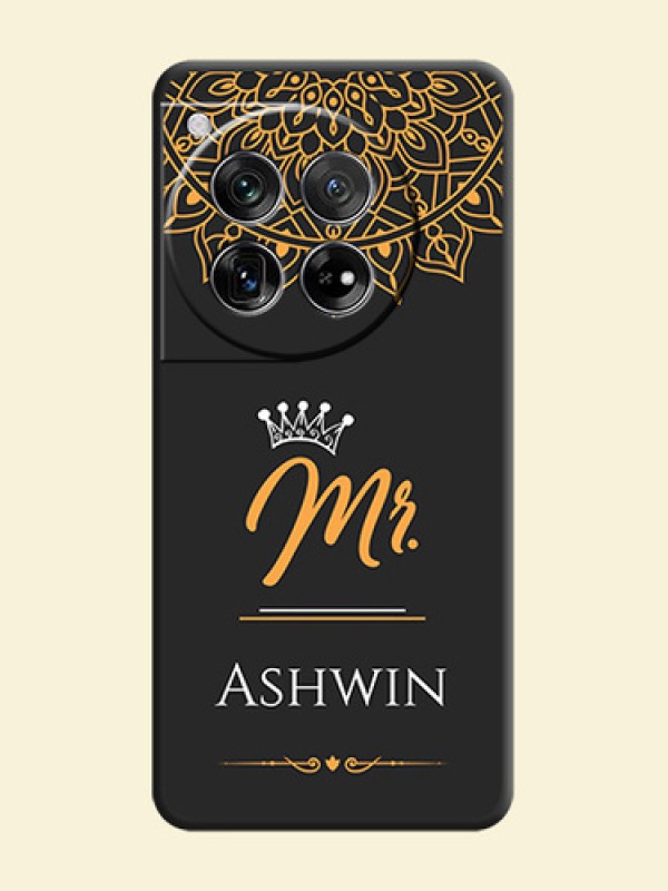 Mr Name with Floral Design On Space Black Custom Soft Matte Mobile Back Cover - OnePlus 12 5G