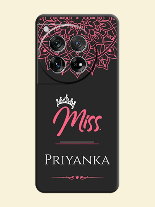 Mrs Name with Floral Design On Space Black Custom Soft Matte Mobile Back Cover - OnePlus 12 5G