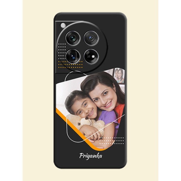 Yellow Triangle on Photo On Space Black Custom Soft Matte Mobile Back Cover - OnePlus 12 5G