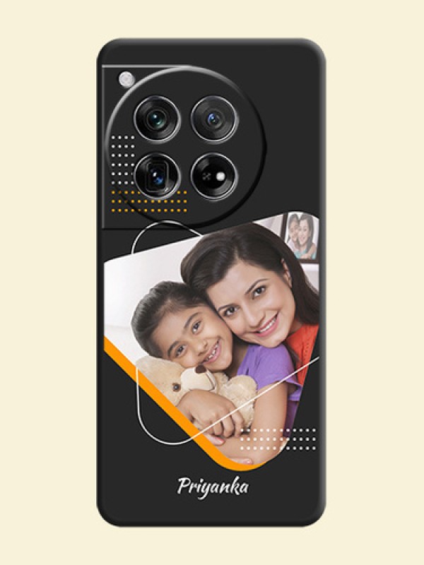 Yellow Triangle on Photo On Space Black Custom Soft Matte Mobile Back Cover - OnePlus 12 5G