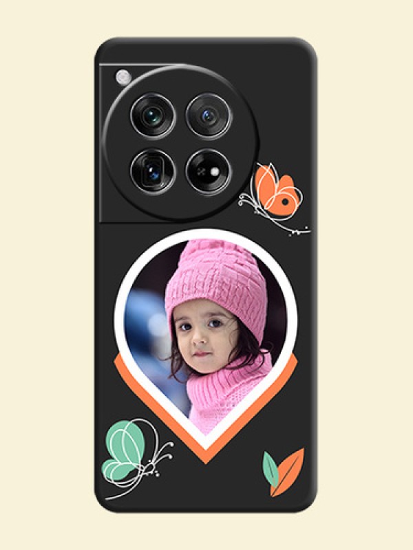 Upload Pic With Simple Butterly Design On Space Black Custom Soft Matte Mobile Back Cover - OnePlus 12 5G