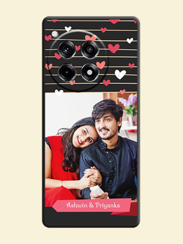 Love Pattern with Name on Pink Ribbon - Photo on Space Black Soft Matte Back Cover - OnePlus 12R 5G