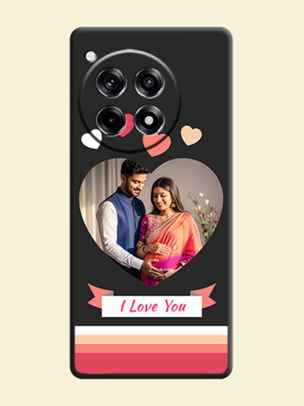 Love Shaped Photo with Colorful Stripes on Personalised Space Black Soft Matte Cases - OnePlus 12R 5G