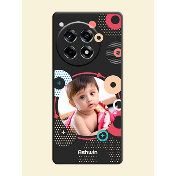 Multicoloured Round Image on Personalised Space Black Soft Matte Cases - OnePlus 12R 5G Multicoloured Round Image on Personalised Space Black Soft Matte Cases - OnePlus 12R 5G
