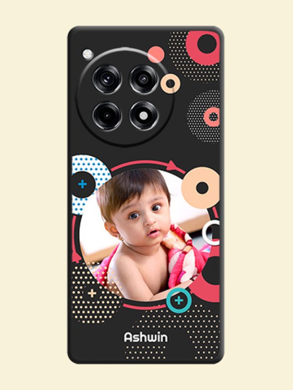 Multicoloured Round Image on Personalised Space Black Soft Matte Cases - OnePlus 12R 5G