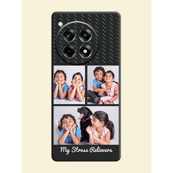 Cross Dotted Pattern with 2 Image Holder on Personalised Space Black Soft Matte Cases - OnePlus 12R 5G Cross Dotted Pattern with 2 Image Holder on Personalised Space Black Soft Matte Cases - OnePlus 12R 5G