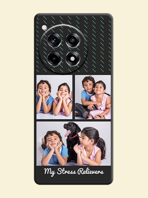 Cross Dotted Pattern with 2 Image Holder on Personalised Space Black Soft Matte Cases - OnePlus 12R 5G