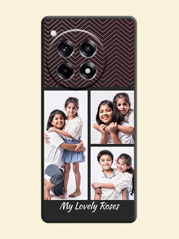 Wave Pattern with 3 Image Holder on Space Black Custom Soft Matte Back Cover - OnePlus 12R 5G