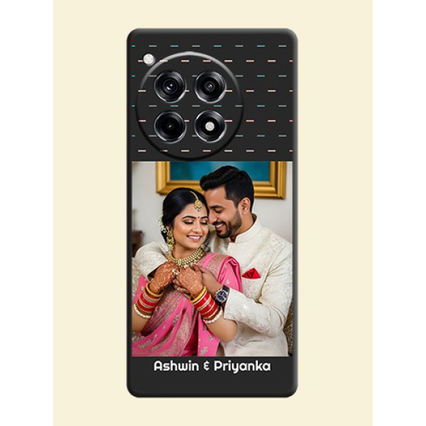 Line Pattern Design with Text on Space Black Custom Soft Matte Phone Back Cover - OnePlus 12R 5G Line Pattern Design with Text on Space Black Custom Soft Matte Phone Back Cover - OnePlus 12R 5G