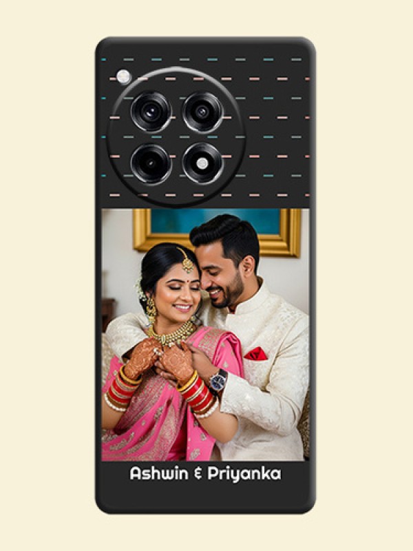 Line Pattern Design with Text on Space Black Custom Soft Matte Phone Back Cover - OnePlus 12R 5G