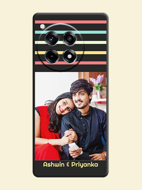 Color Stripes with Photo and Text - Photo on Space Black Soft Matte Mobile Case - OnePlus 12R 5G