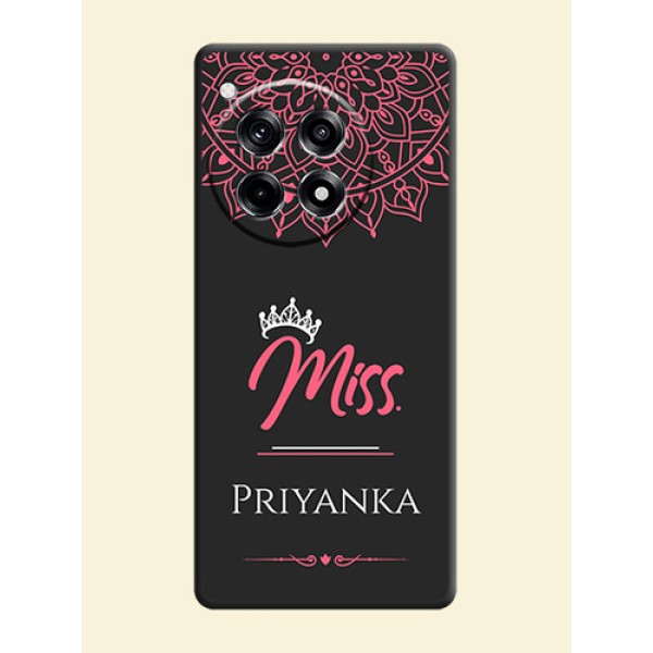Mrs Name with Floral Design on Space Black Personalized Soft Matte Phone Covers - OnePlus 12R 5G Mrs Name with Floral Design on Space Black Personalized Soft Matte Phone Covers - OnePlus 12R 5G
